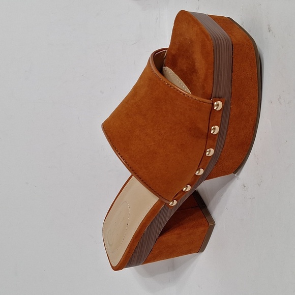 Comfort Est.1946 NEW Faux Suede Bohemian 70's Platform Studded Slip On Heels 8.5 - Picture 2 of 10